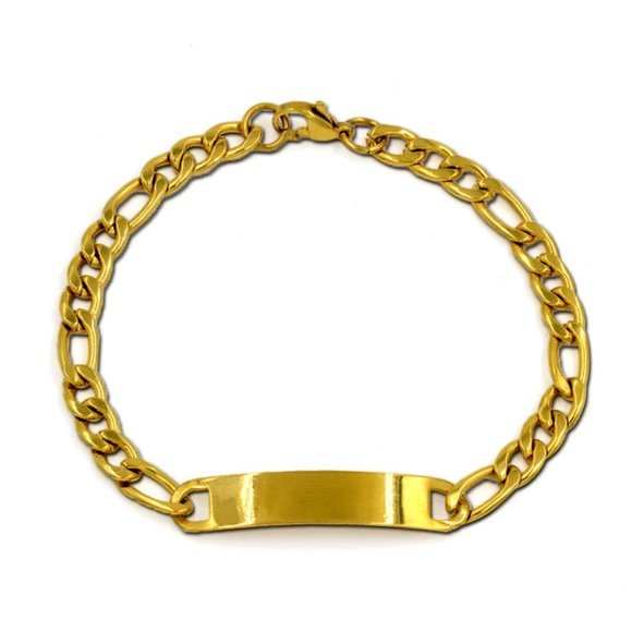 Men’s Cuban 18k Gold-plated stainless-steel Non faded chain bracelet - Picture 4 of 5